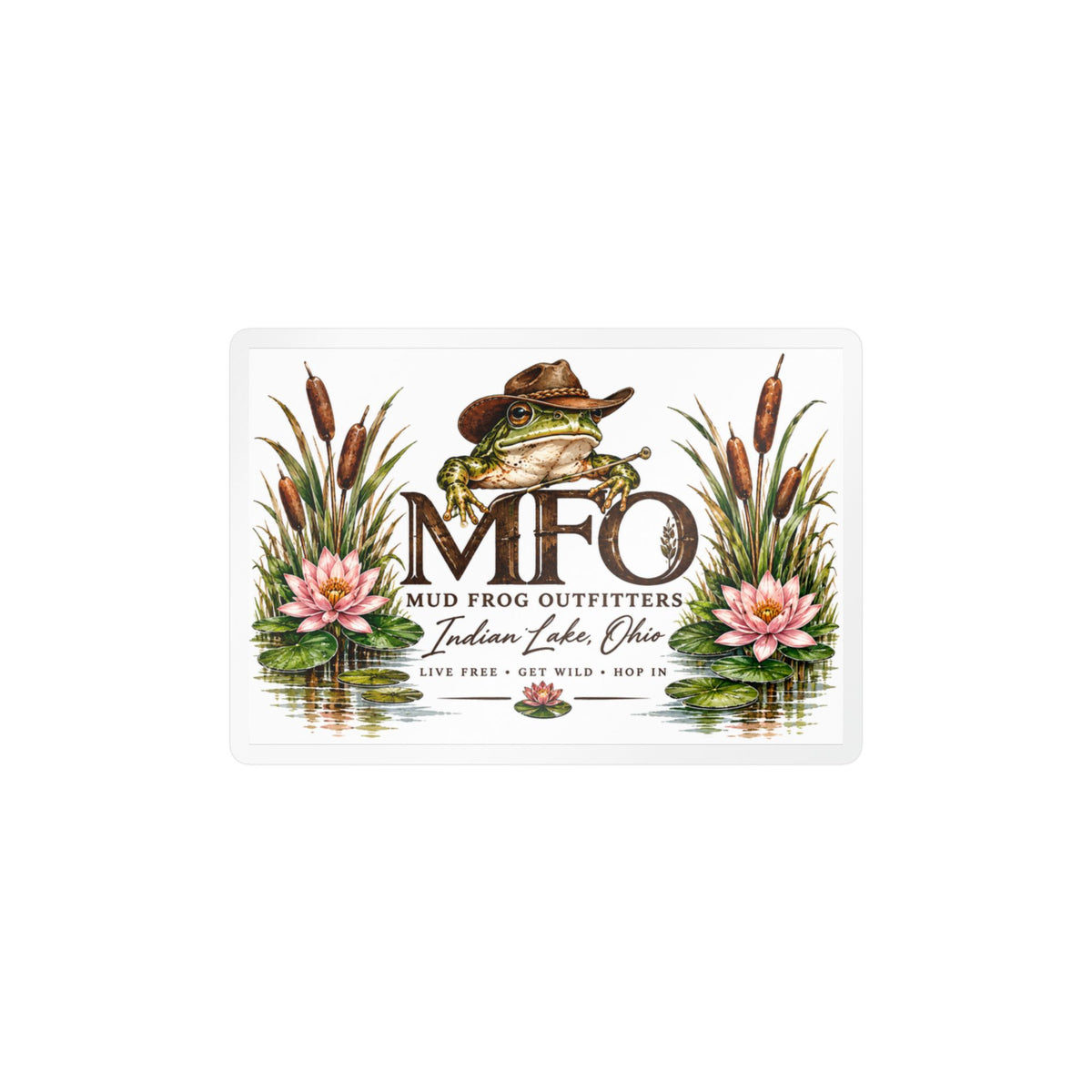 Mud Frog Outfitters Kiss-Cut Vinyl Decal — Fishing & Outdoors Frog Logo Sticker