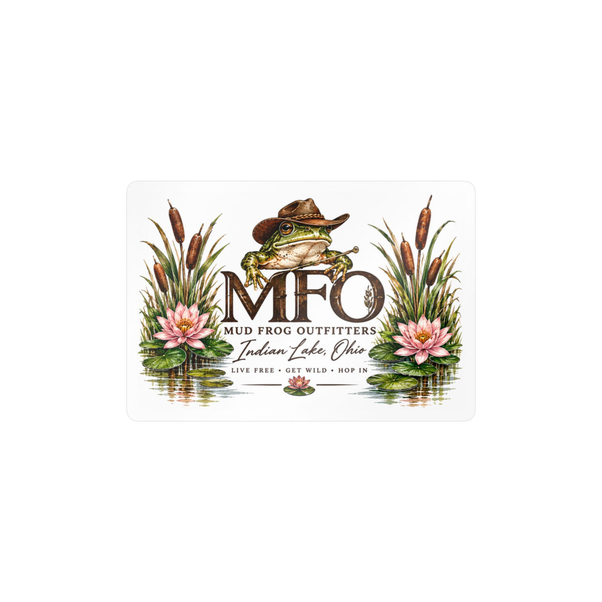 Mud Frog Outfitters Kiss-Cut Vinyl Decal — Fishing & Outdoors Frog Logo Sticker