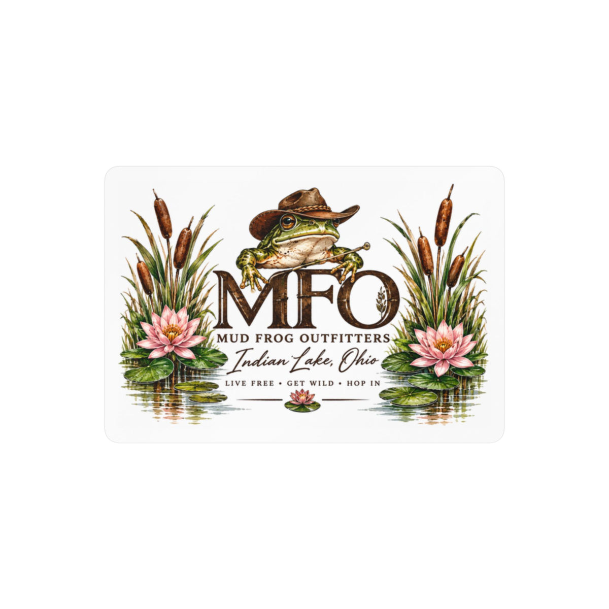 Mud Frog Outfitters Kiss-Cut Vinyl Decal — Fishing & Outdoors Frog Logo Sticker