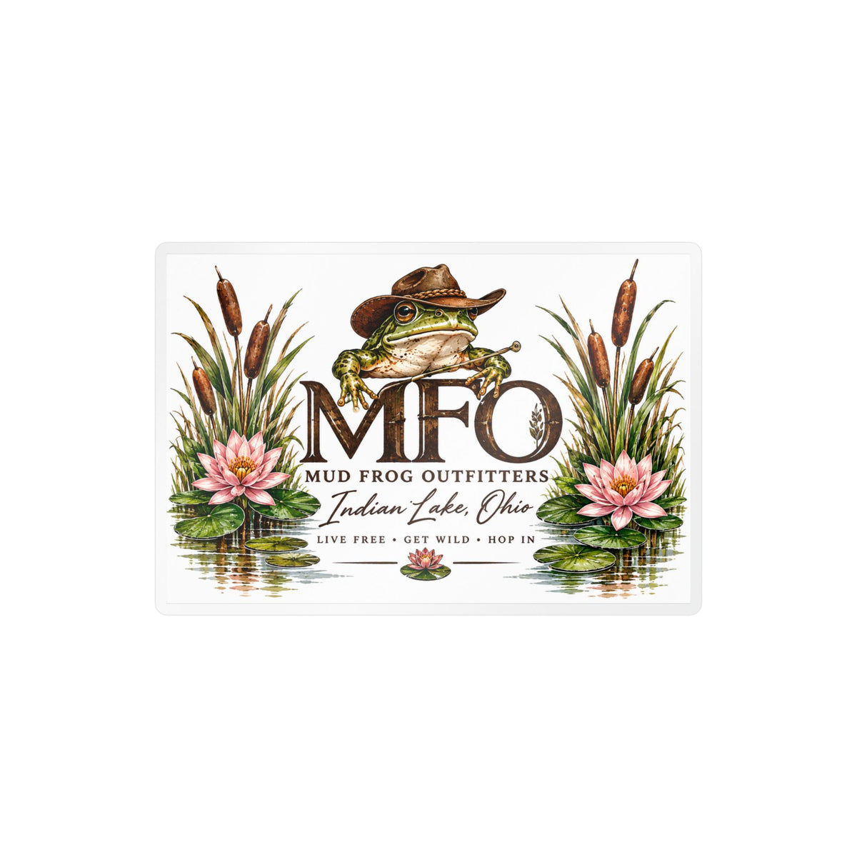 Mud Frog Outfitters Kiss-Cut Vinyl Decal — Fishing & Outdoors Frog Logo Sticker