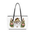 Mud Frog Outfitters PU Leather Shoulder Bag — Nature Frog Tote with 'MFO' Logo & Water Lily Design